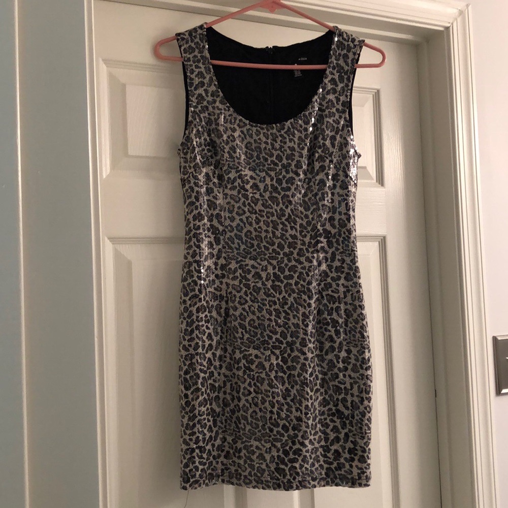 Aqua Leopard Sequin Dress